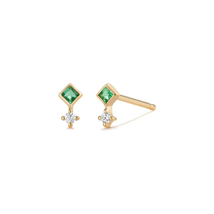 AURELIE GI Necklaces EMMIE Emerald and Diamond Studs
