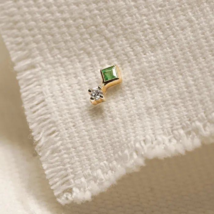 AURELIE GI Necklaces EMMIE Emerald and Diamond Studs