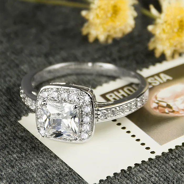 125 Carat Promise Engagement RING Princess Cut White Gold Plated Size mayamila Rings