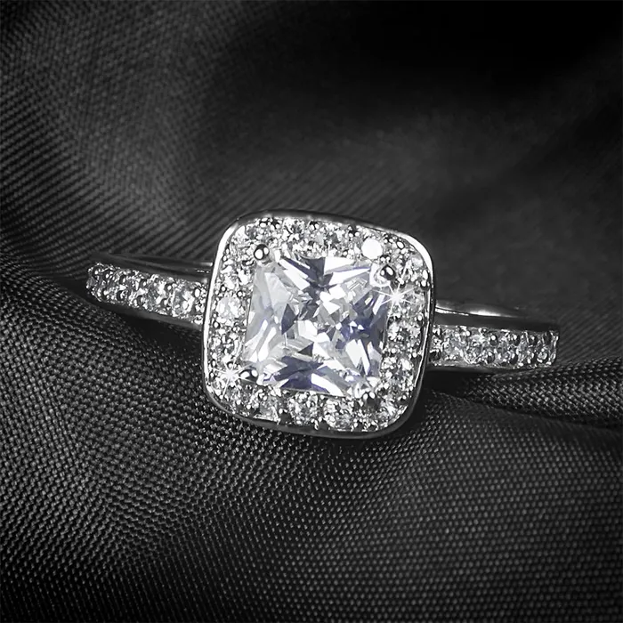 125 Carat Promise Engagement RING Princess Cut White Gold Plated Size mayamila Rings