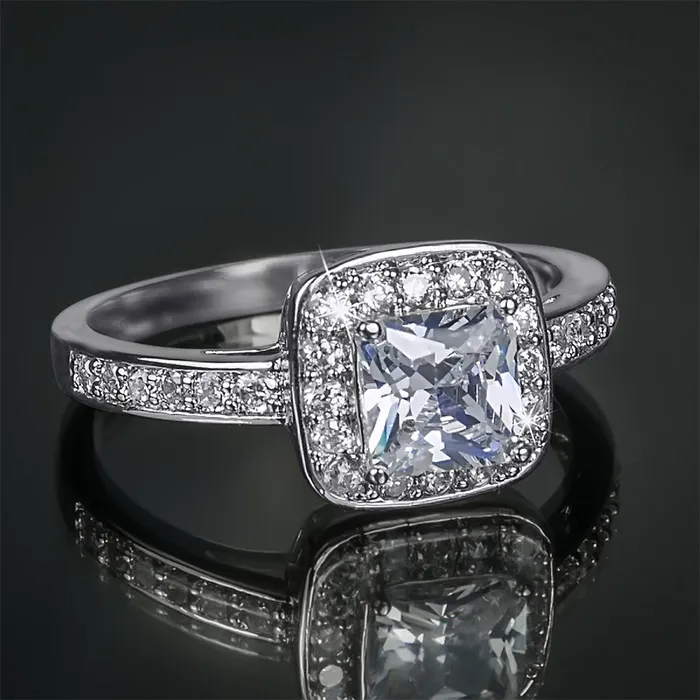 125 Carat Promise Engagement RING Princess Cut White Gold Plated Size mayamila Rings