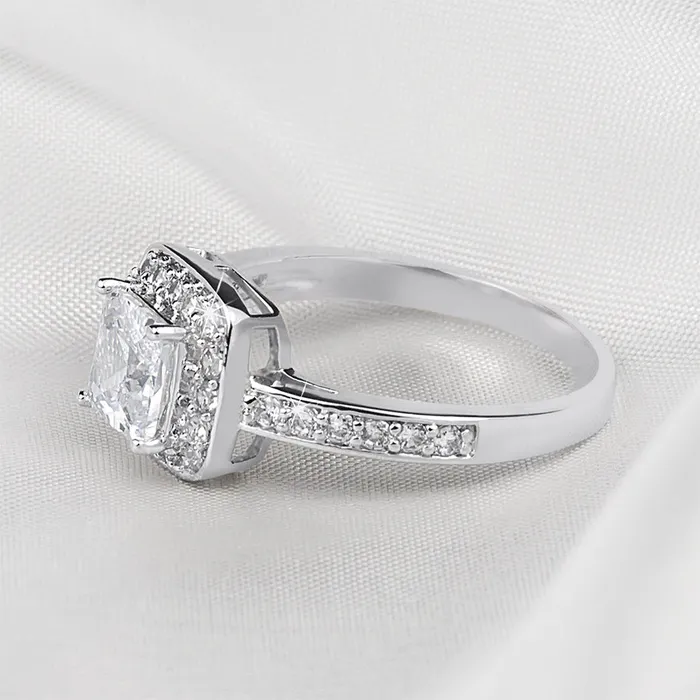 125 Carat Promise Engagement RING Princess Cut White Gold Plated Size mayamila Rings