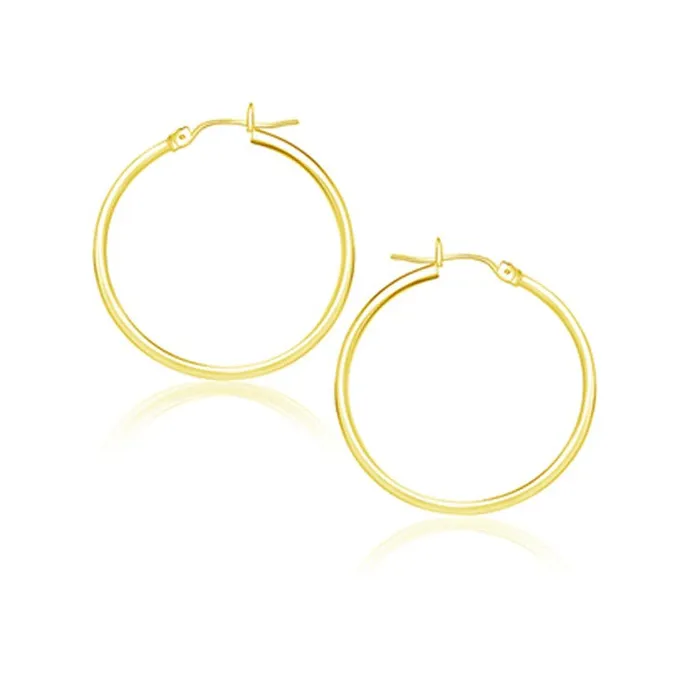 14k Yellow Gold Polished Hoop Earrings 25 mm MayaMila Earrings