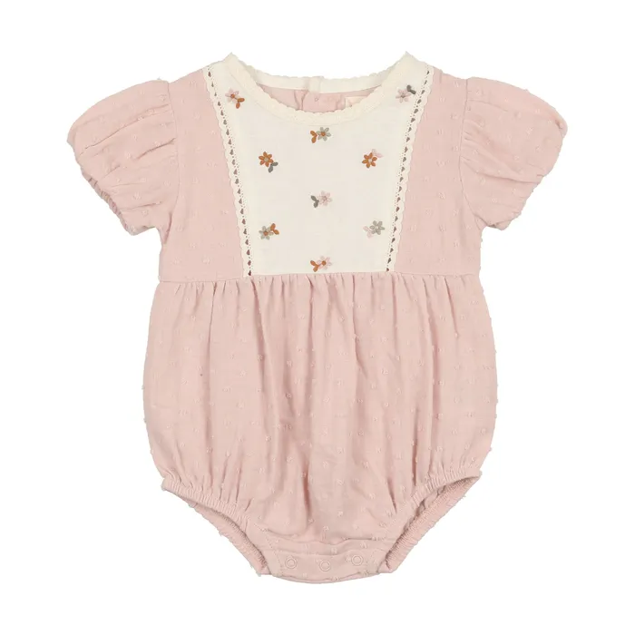 Analogie Swiss Dot Romper Pink Analogie Earrings