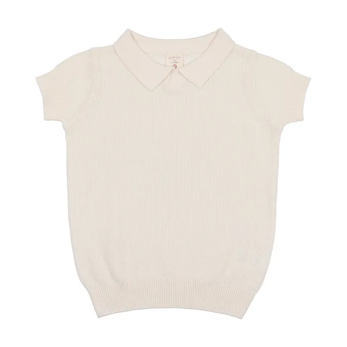 Earrings Analogie Knit Polo Short Sleeve Cream Analogie