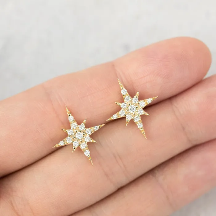 Earrings Envero Jewelry Starburst Diamond Studs large Earrings Envero Jewelry Starburst Diamond Studs large