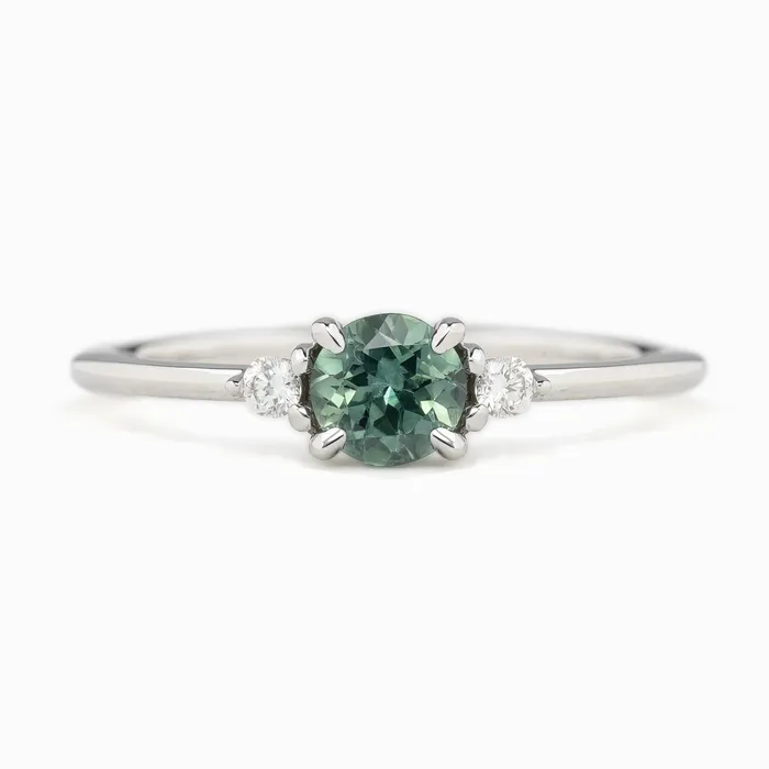 Emilie Ring 5mm 060ct Green Montana Sapphire 14K White Gold Envero Jewelry Rings Emilie Ring 5mm 060ct Green Montana Sapphire 14K White Gold Envero Jewelry Rings