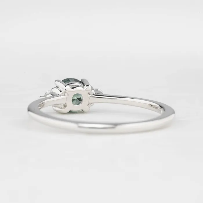 Emilie Ring 5mm 060ct Green Montana Sapphire 14K White Gold Envero Jewelry Rings