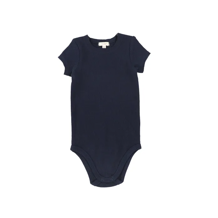 Lil Legs Ribbed Short Sleeve Onesie Navy Lil Legs Earrings