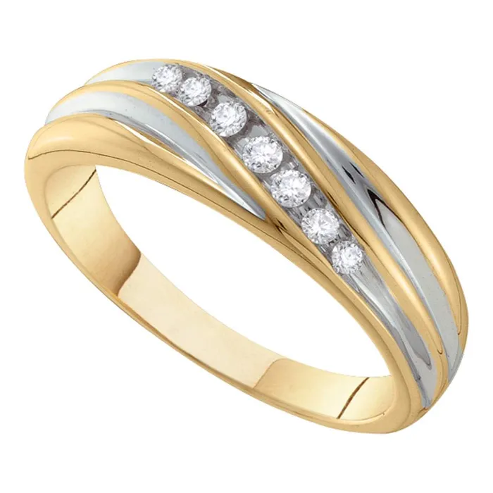 mayamila Rings 10kt Twotone Gold Mens Round Diamond Wedding Band Ring 16 Cttw