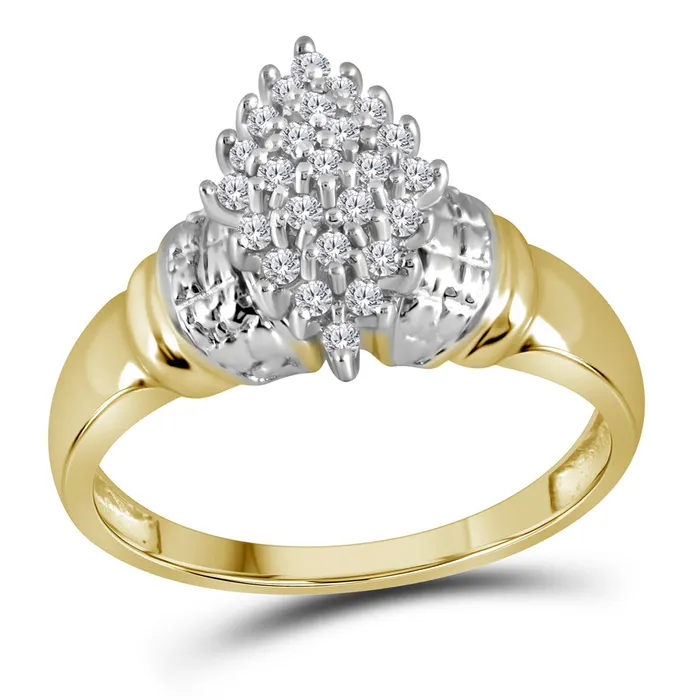 mayamila Rings 10kt Yellow Gold Womens Round Diamond Oval Cluster Ring 14 Cttw mayamila Rings 10kt Yellow Gold Womens Round Diamond Oval Cluster Ring 14 Cttw