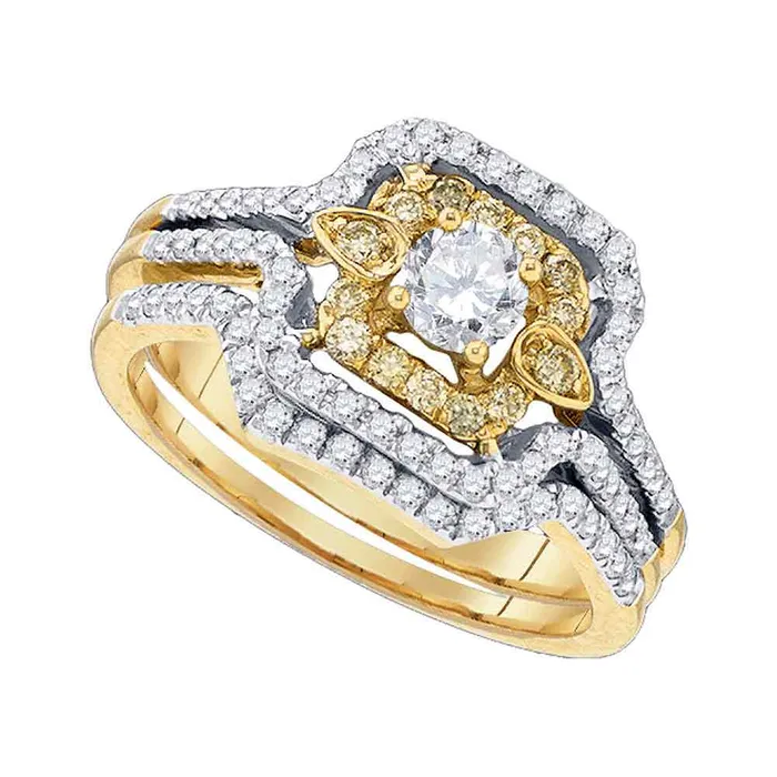 mayamila Rings 14kt Yellow Gold Womens Yellow Diamond Round Bridal Wedding Engagement Ring Band Set 34 Cttw mayamila Rings 14kt Yellow Gold Womens Yellow Diamond Round Bridal Wedding Engagement Ring Band Set 34 Cttw