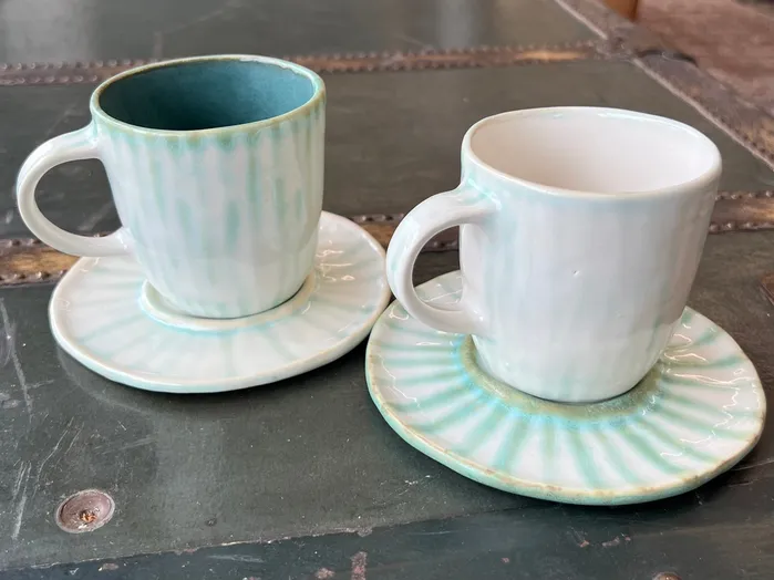 Quitter Ceramics Consignment Necklaces Striped Cup and Saucer