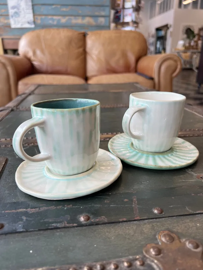 Quitter Ceramics Consignment Necklaces Striped Cup and Saucer