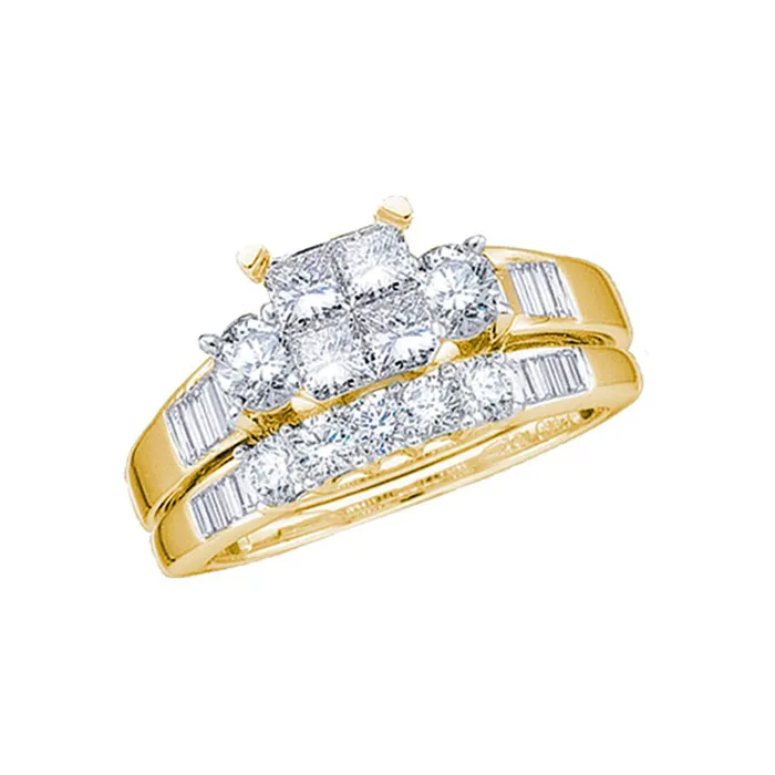 Rings 10kt Yellow Gold Womens Princess Diamond Bridal Wedding Engagement Ring Band Set 100 Cttw mayamila Rings 10kt Yellow Gold Womens Princess Diamond Bridal Wedding Engagement Ring Band Set 100 Cttw mayamila