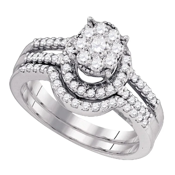 Rings mayamila 10kt White Gold Womens Round Diamond Elevated Cluster Bridal Wedding Engagement Ring Band Set 34 Cttw Rings mayamila 10kt White Gold Womens Round Diamond Elevated Cluster Bridal Wedding Engagement Ring Band Set 34 Cttw