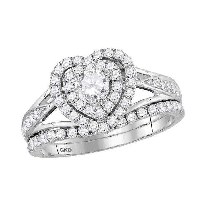 Rings mayamila 14kt White Gold Womens Round Diamond Heart Bridal Wedding Engagement Ring Band Set 100 Cttw Rings mayamila 14kt White Gold Womens Round Diamond Heart Bridal Wedding Engagement Ring Band Set 100 Cttw