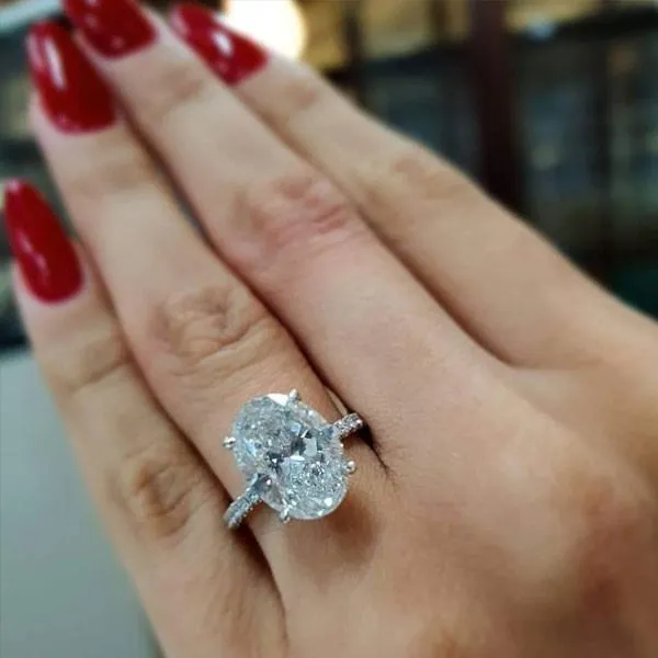 Rings shineofdiamond Oval Cut 925 Sterling Silver Engagement Ring