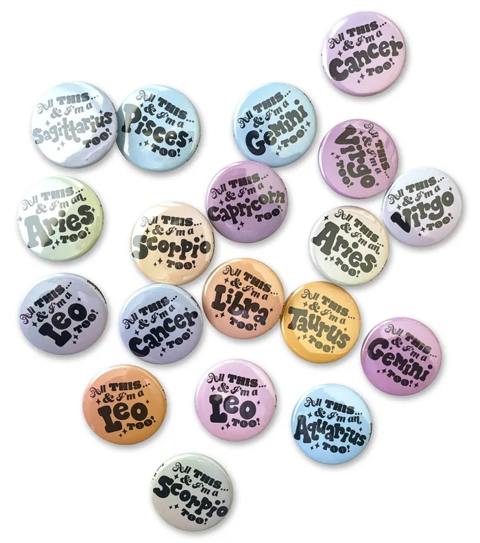 Sara M Lyons Earrings All This Im A Leo Too Zodiac Button