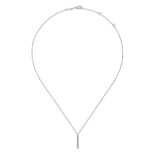 14K White Gold Diamond Bar Pendant Necklace GABRIEL CO Necklaces