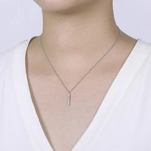 14K White Gold Diamond Bar Pendant Necklace GABRIEL CO Necklaces
