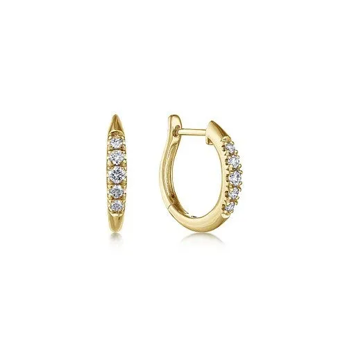 14K Yellow Gold Classic Round 15mm Diamond Huggie Earrings GABRIEL CO Earrings