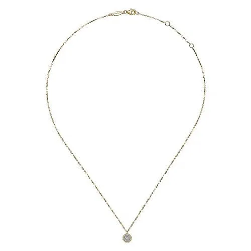 14K Yellow Gold Octagonal Pave Diamond Pendant Necklace GABRIEL CO Necklaces 14K Yellow Gold Octagonal Pave Diamond Pendant Necklace GABRIEL CO Necklaces