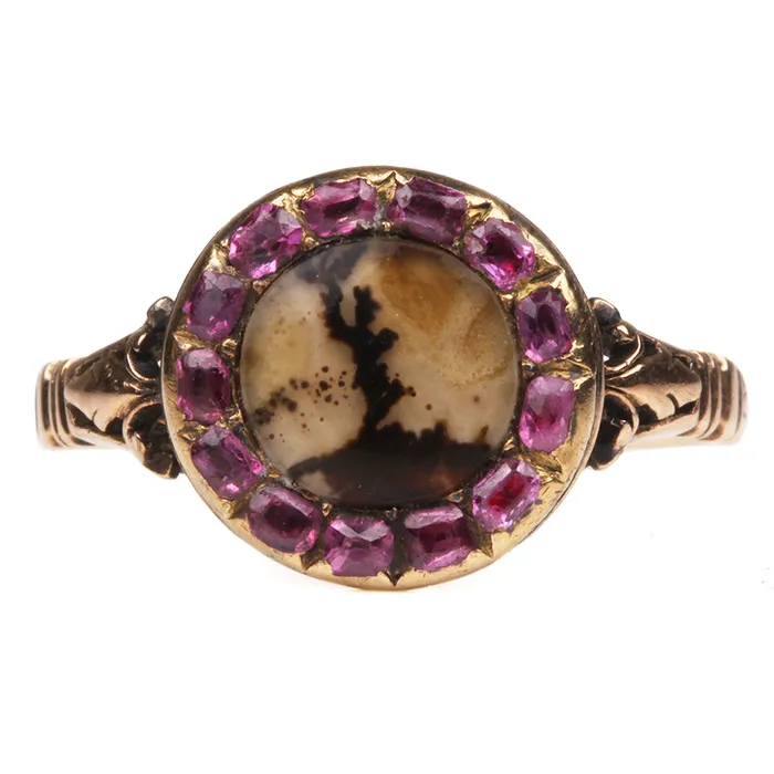 Bell Bird Antiques Rings Early 19th Century Ruby and Agate Cluster Ring