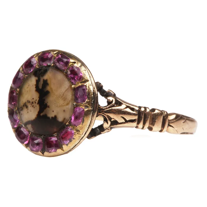 Bell Bird Antiques Rings Early 19th Century Ruby and Agate Cluster Ring