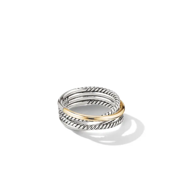 Crossover Band Ring in Sterling Silver with 18K Yellow Gold 68mm David Yurman Rings Crossover Band Ring in Sterling Silver with 18K Yellow Gold 68mm David Yurman Rings