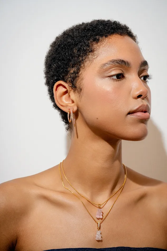 Crystal Haze Jewelry Crystal Nostalgia Bear Classic Connector Rose Quartz Earrings