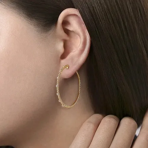 Earrings 14K Yellow Gold 40mm Diamond Classic Hoop Earrings GABRIEL CO