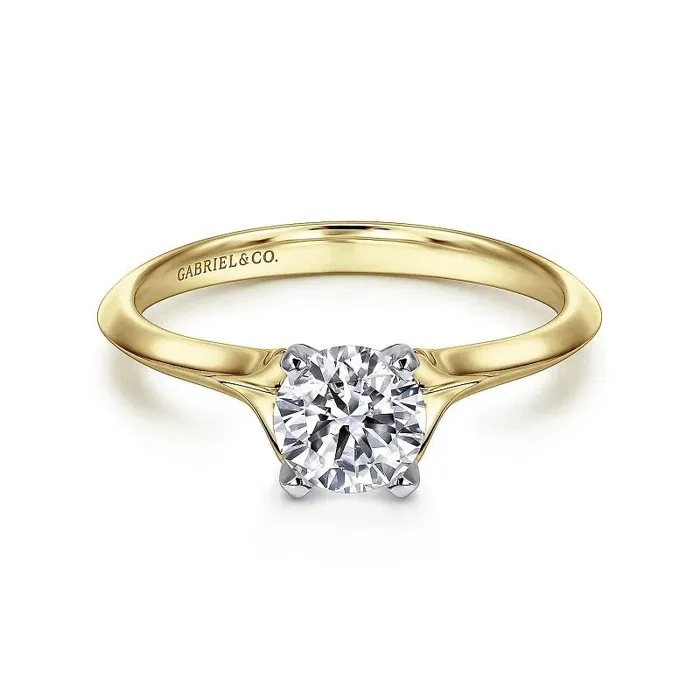 Ellis 14K WhiteYellow Gold Round Diamond Engagement Ring Setting Only GABRIEL CO Rings Ellis 14K WhiteYellow Gold Round Diamond Engagement Ring Setting Only GABRIEL CO Rings