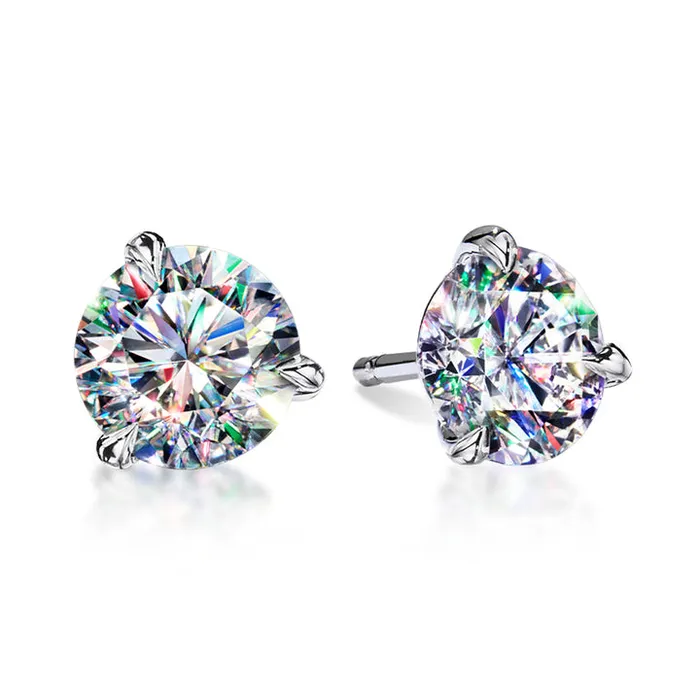 FACETS OF FIRE Earrings 14KWG 200CTW RD FOF DIA MARTINI STUDS