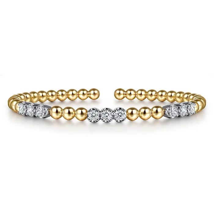 GABRIEL CO 14K White Yellow Gold Bujukan Diamond Split Bangle Bracelet Bracelets GABRIEL CO 14K White Yellow Gold Bujukan Diamond Split Bangle Bracelet Bracelets