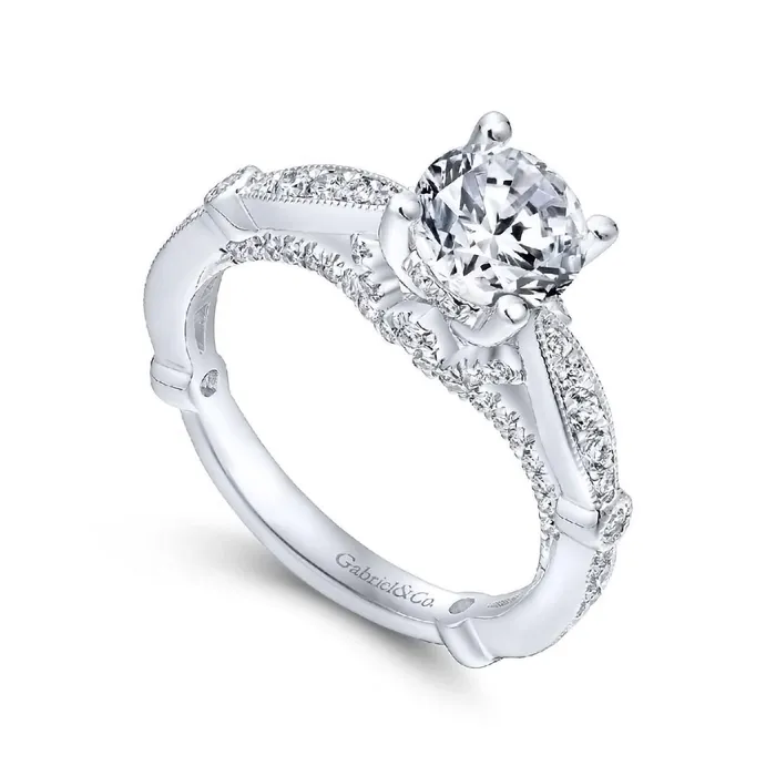 GABRIEL CO Rings 14K White Gold Diamond Engagement Ring
