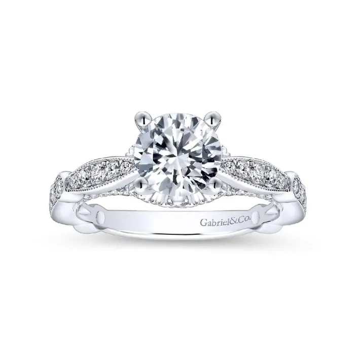 GABRIEL CO Rings 14K White Gold Diamond Engagement Ring