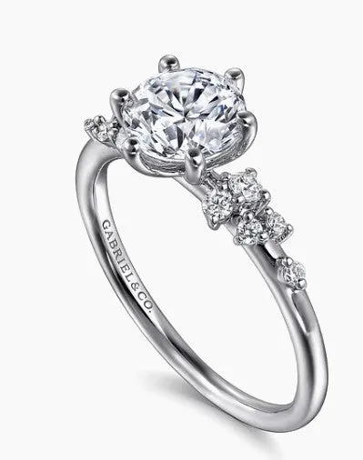 GABRIEL CO Rings Reena 14K White Gold Round Diamond Engagement Ring Setting Only GABRIEL CO Rings Reena 14K White Gold Round Diamond Engagement Ring Setting Only