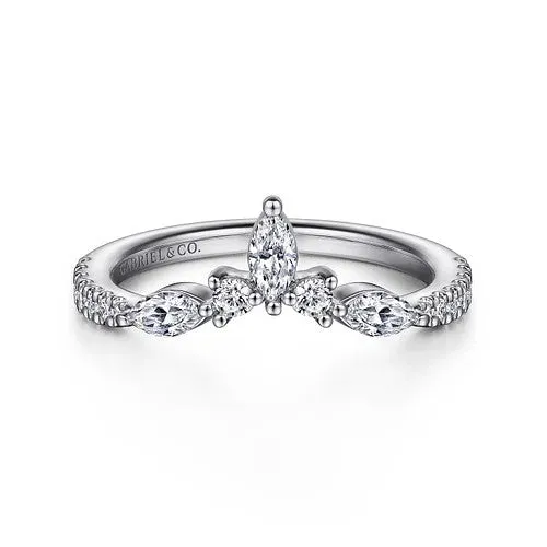 GABRIEL CO Rings Tulsie Curved 14K White Gold Marquise and Round Diamond Anniversary Band GABRIEL CO Rings Tulsie Curved 14K White Gold Marquise and Round Diamond Anniversary Band