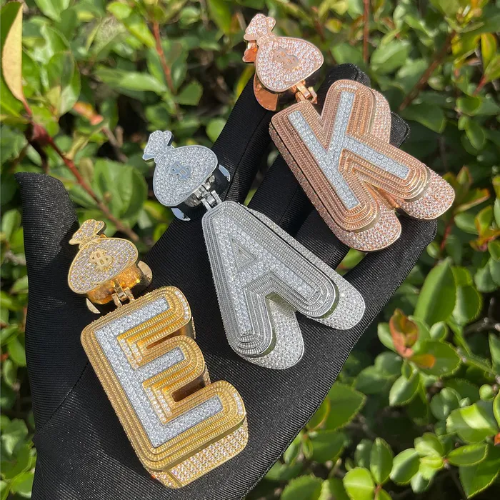 Luxury Full Stoned Triple Layer Iced Out Initial Custom Name Necklace Pendant Triple Layered Necklaces Luxury Full Stoned Triple Layer Iced Out Initial Custom Name Necklace Pendant Triple Layered Necklaces