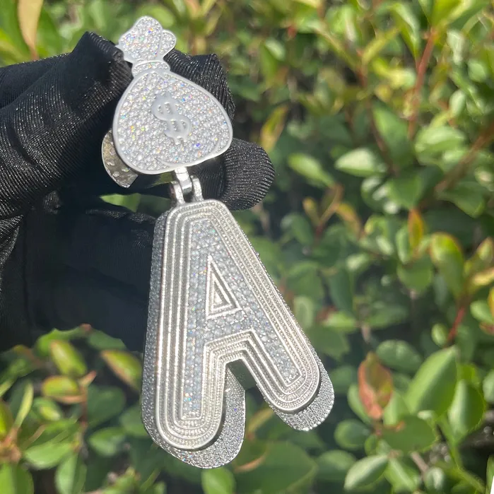 Luxury Full Stoned Triple Layer Iced Out Initial Custom Name Necklace Pendant Triple Layered Necklaces