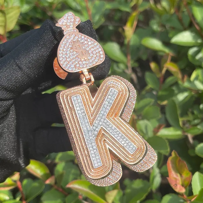 Luxury Full Stoned Triple Layer Iced Out Initial Custom Name Necklace Pendant Triple Layered Necklaces