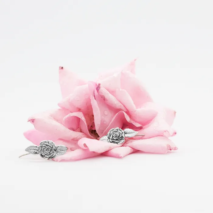 MARIA MARISCAL Earrings Earclimber Rosa con Hojas