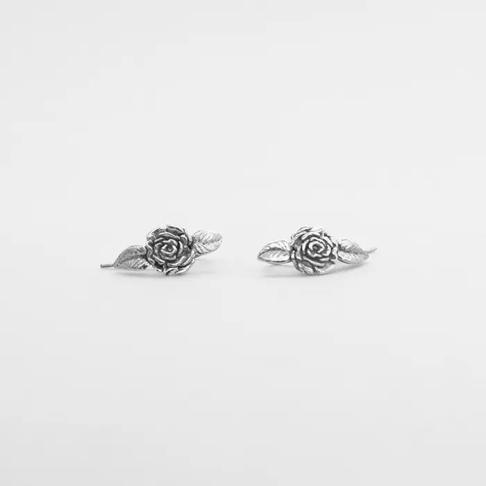 MARIA MARISCAL Earrings Earclimber Rosa con Hojas