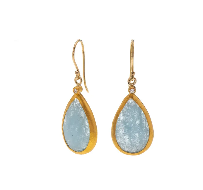 Nava Zahavi Earrings Nava Zahavi Yellow Gold Aqua Drop Earrings