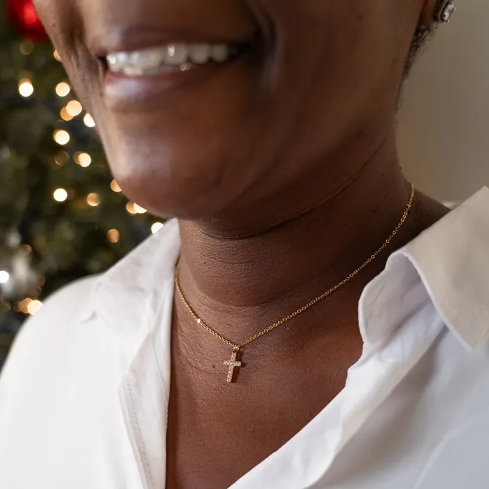 Necklaces Forever Truth Diamond CZ Extra Small Cross Necklace
