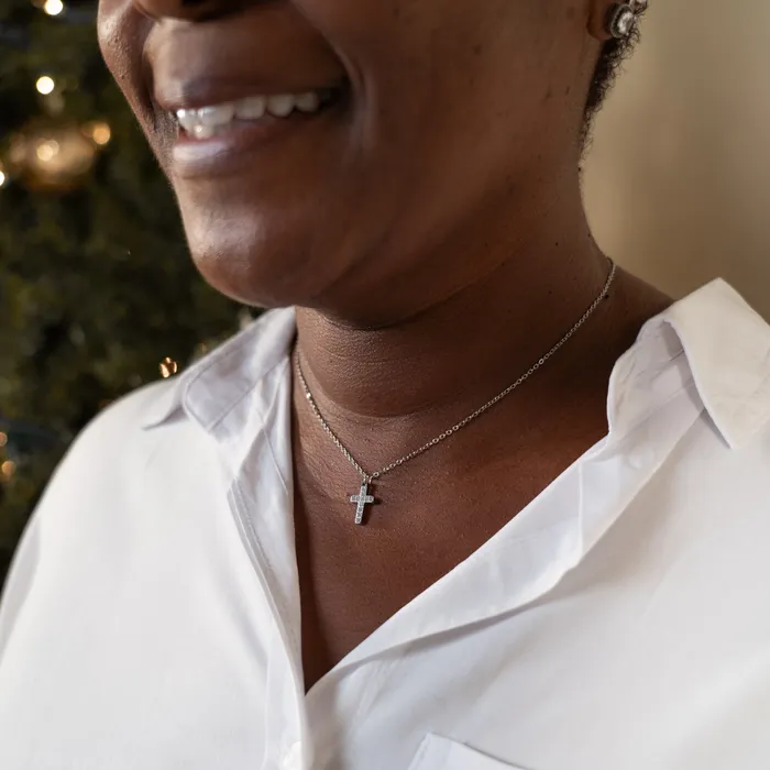 Necklaces Forever Truth Diamond CZ Extra Small Cross Necklace