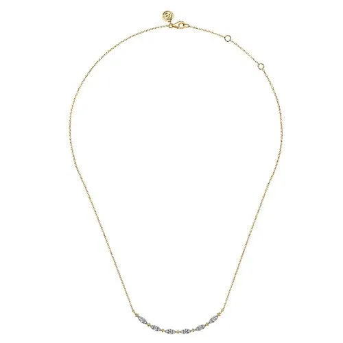 Necklaces GABRIEL CO 14K Yellow Gold Curved Bujukan Bar Diamond Necklace
