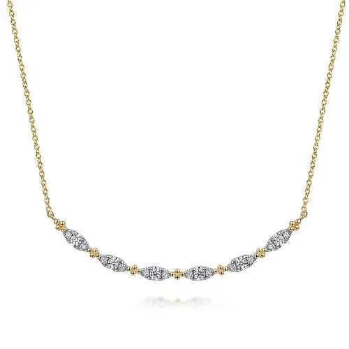 Necklaces GABRIEL CO 14K Yellow Gold Curved Bujukan Bar Diamond Necklace