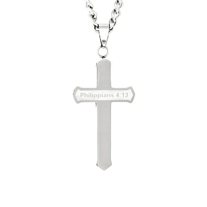 Necklaces I Can Do All Things Silver Etched Cross Necklace Forever Truth